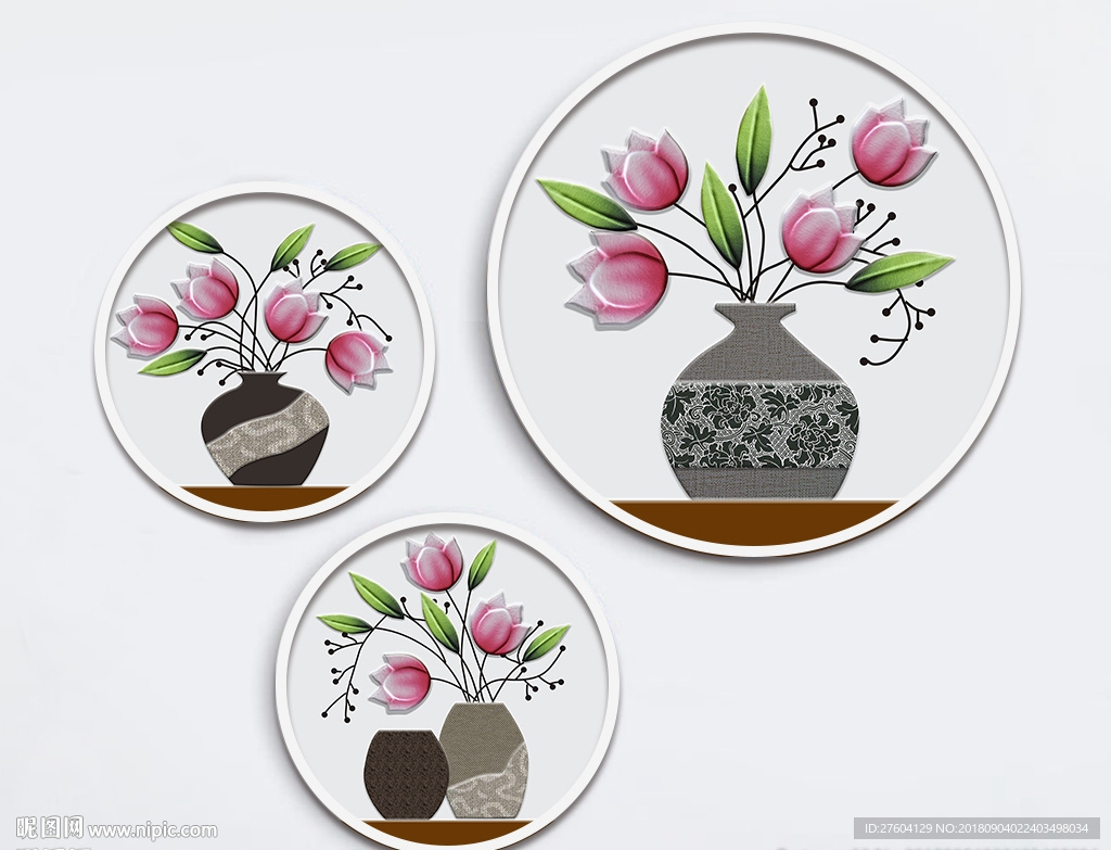 简约浮雕花瓶装饰画