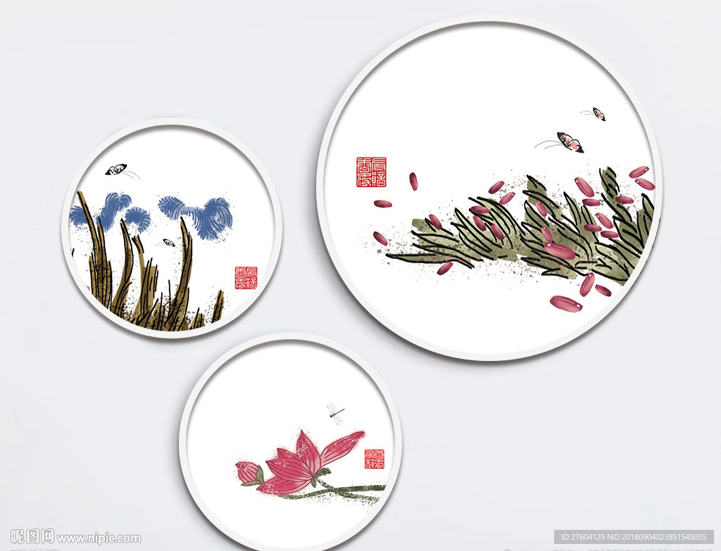 中国风水墨淡彩民俗创意装饰画