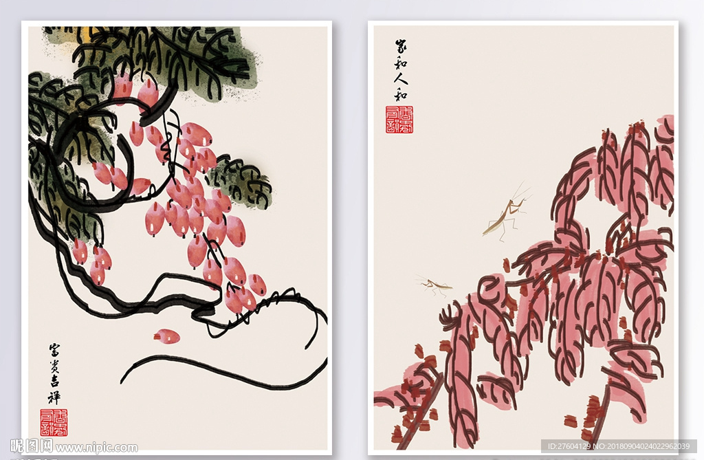 中国风民俗水墨创意装饰画