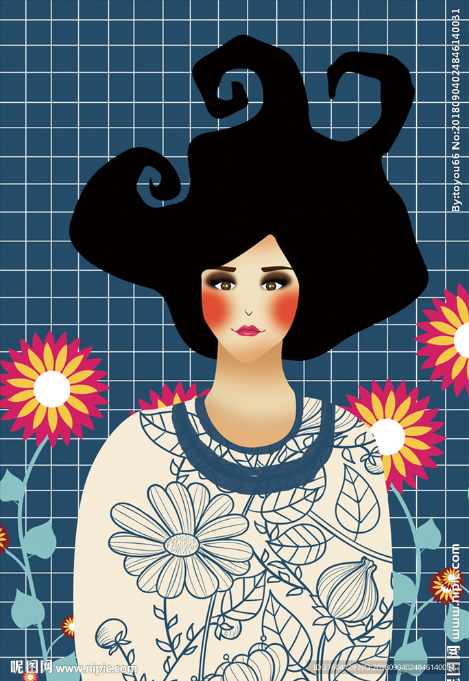 北欧风手绘人物创意装饰画