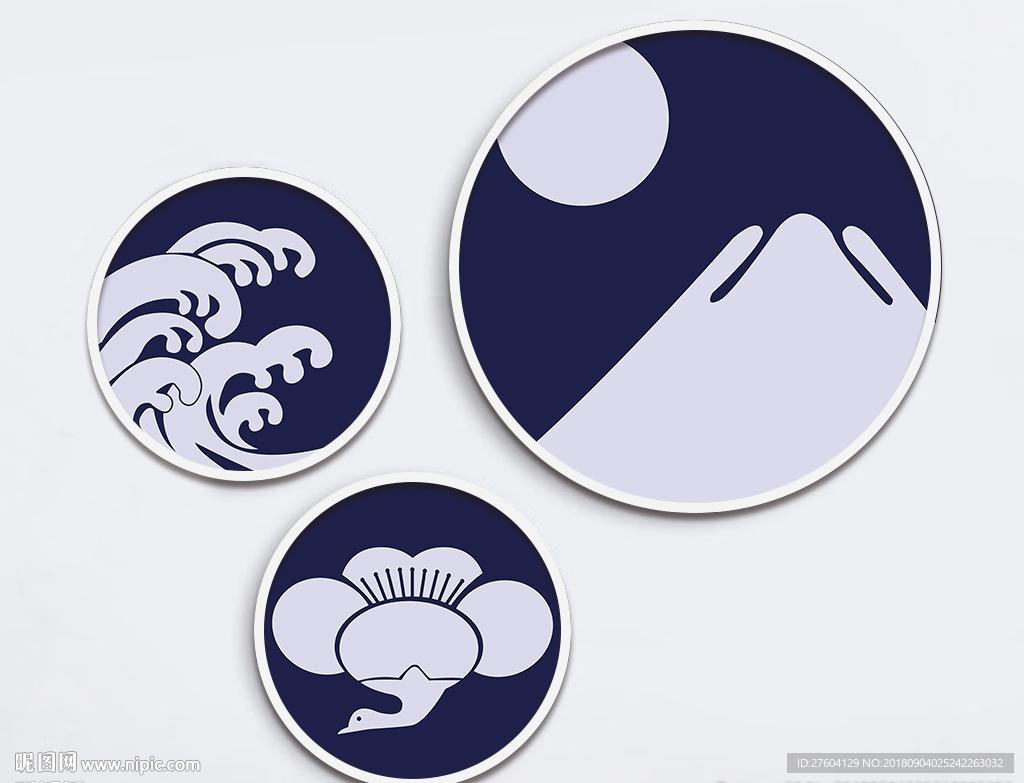 简约蓝色海洋圆形装饰画