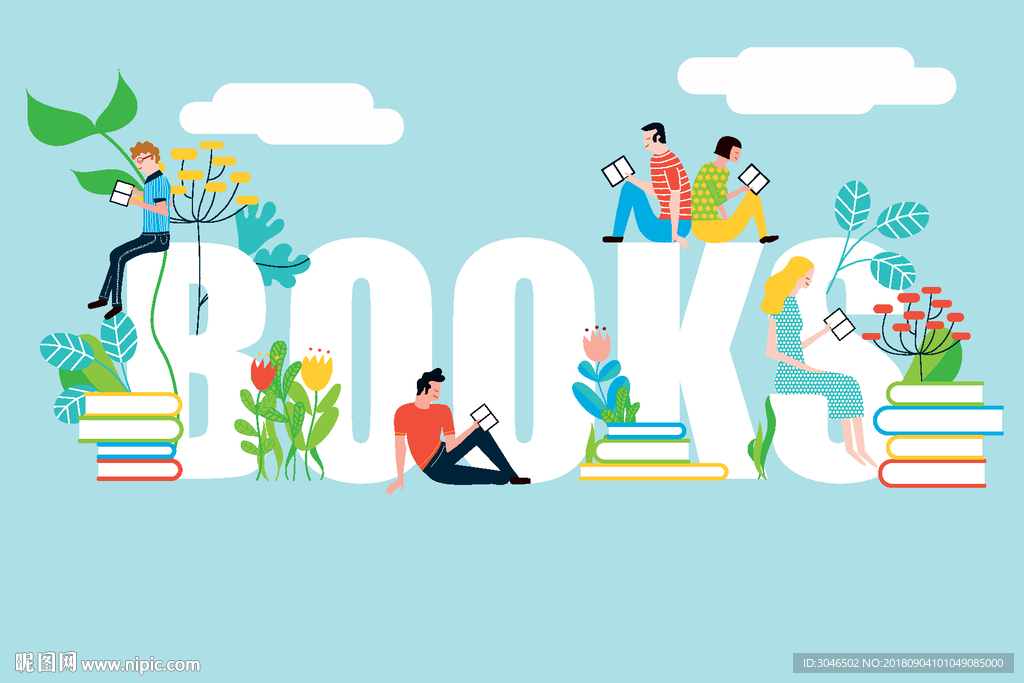 矢量books创意阅读插画设计