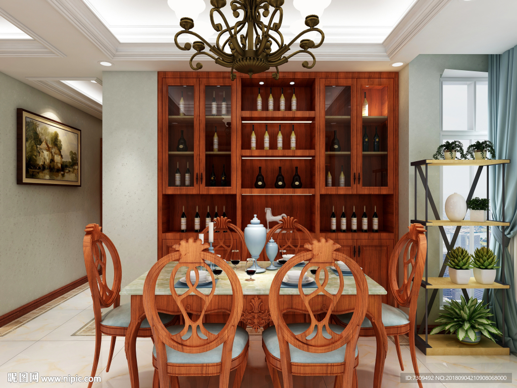 简约美式餐厅装修效果图