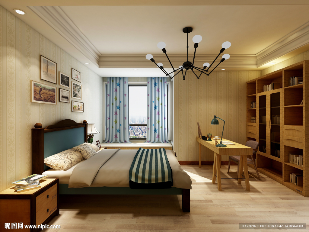 简约美式儿童书房装修效果图