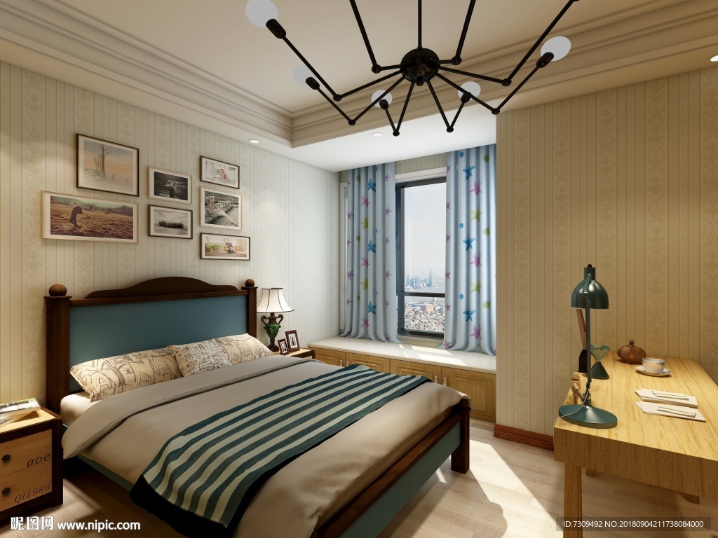 美式简约儿童书房装修效果图