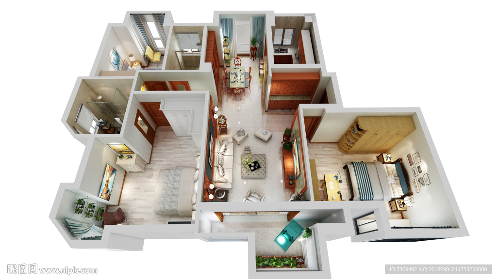 美式家居装修户型效果图