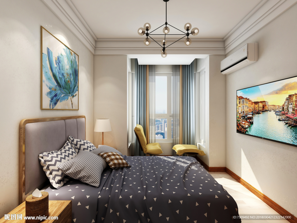 美式简约客卧装修效果图