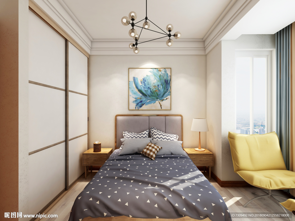 简约美式风格家装客房装修效果图