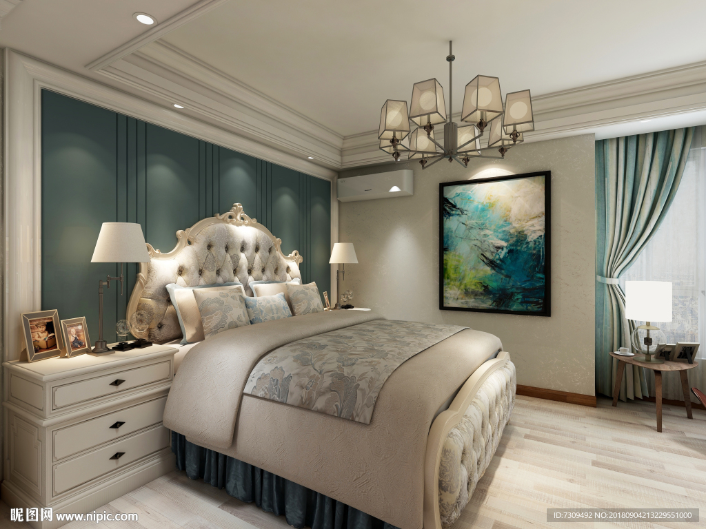 美式简约风格卧室装修效果图