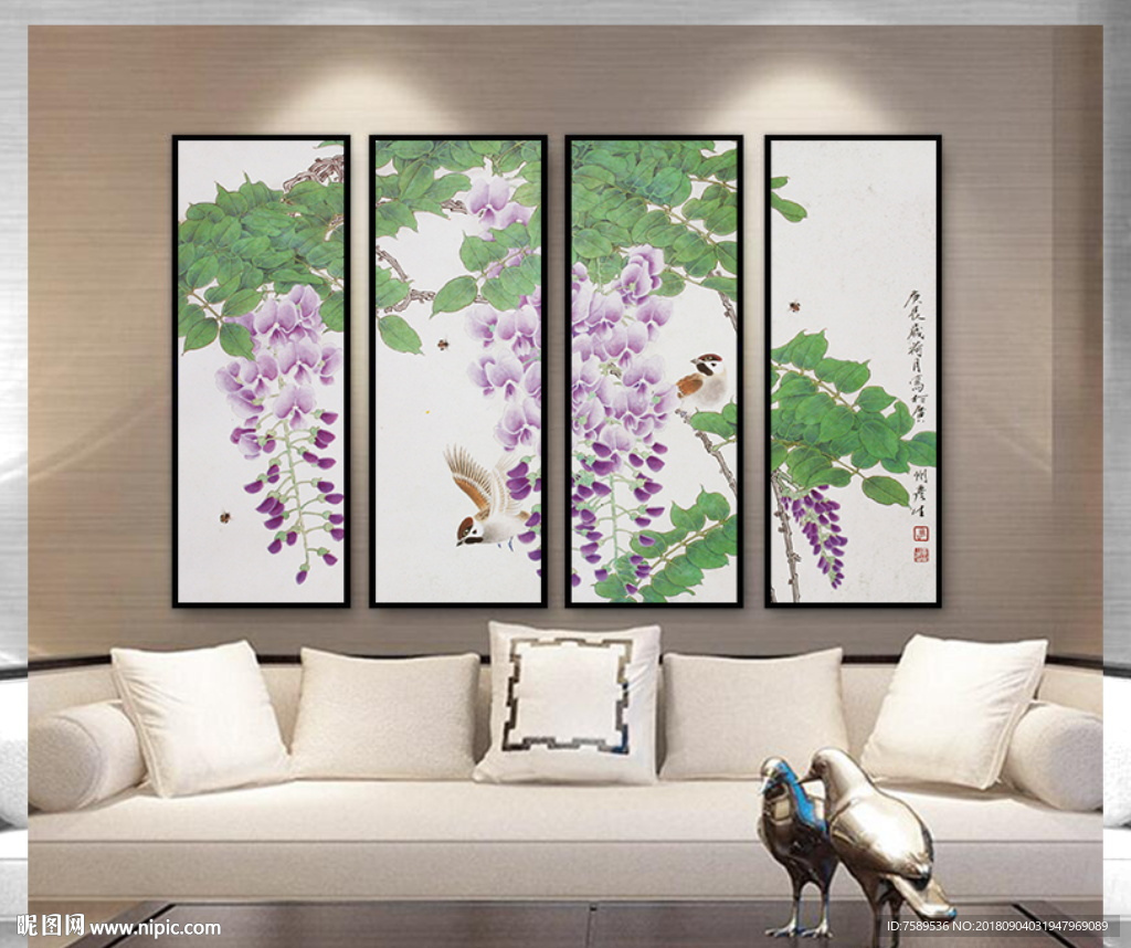 新中式工笔花鸟画