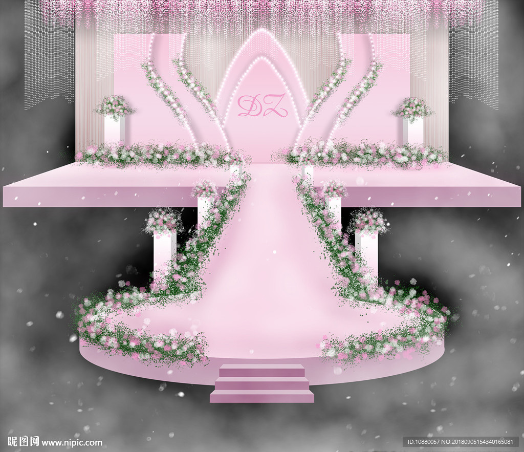 粉红色简约婚礼效果图设计