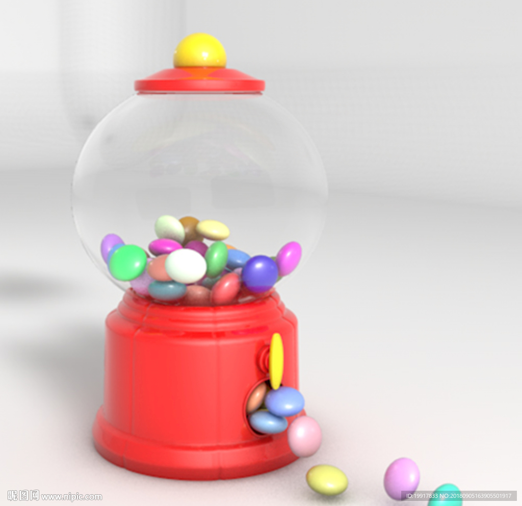 C4D模型 彩虹糖罐子
