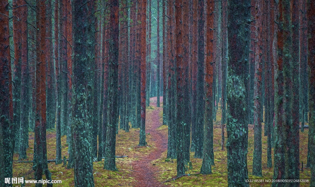 唯美意境树林背景墙