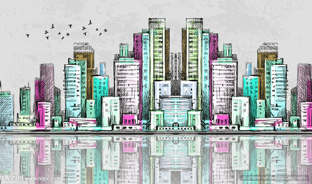 现代简约建筑背景墙