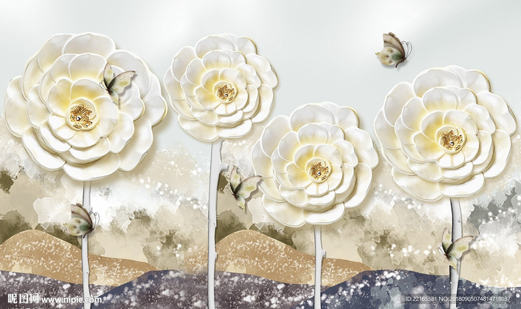 3d立体花朵背景墙