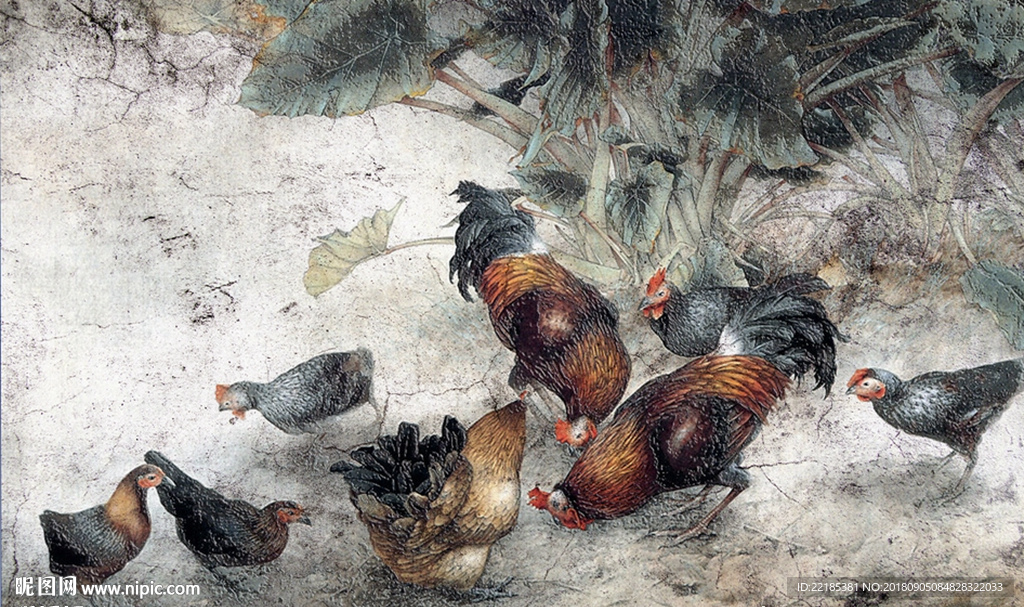 新中式农家小院一角背景墙