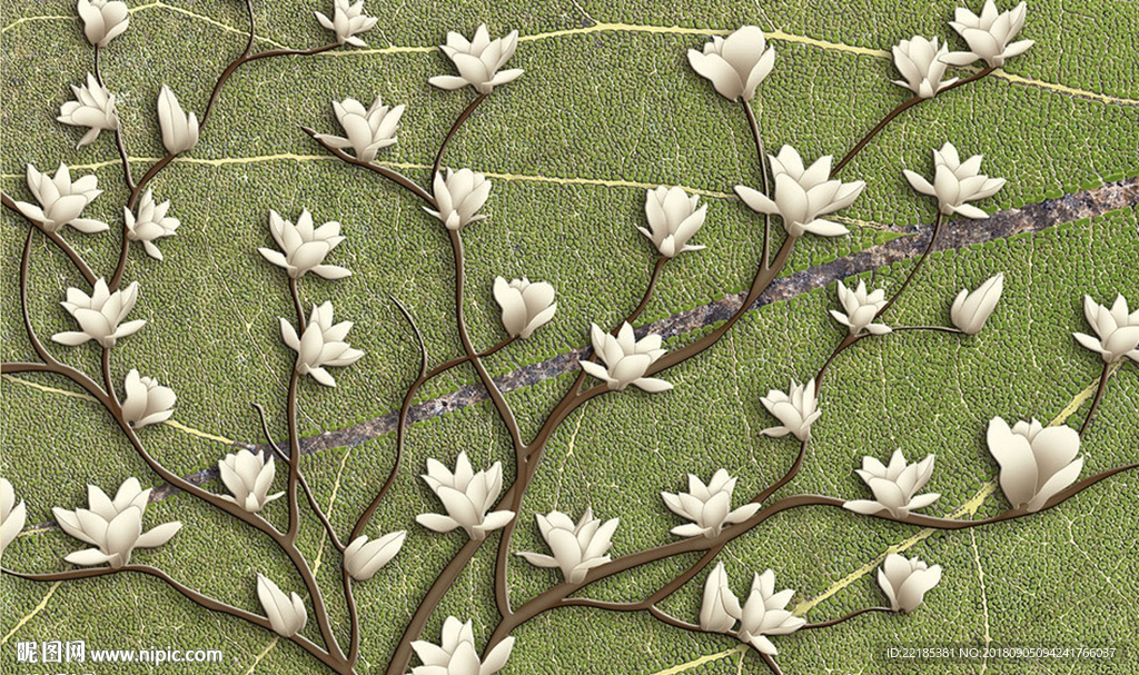 现代立体花卉叶子背景墙