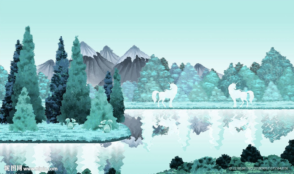 北欧风光装饰画背景墙