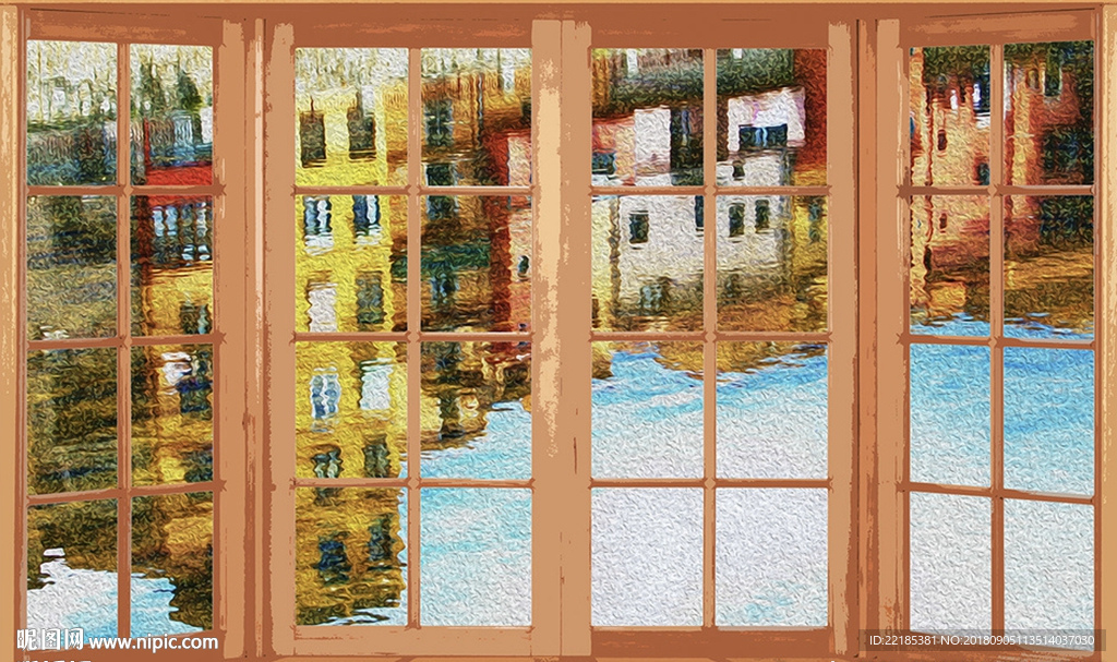 北欧创意户外油画海景背景墙