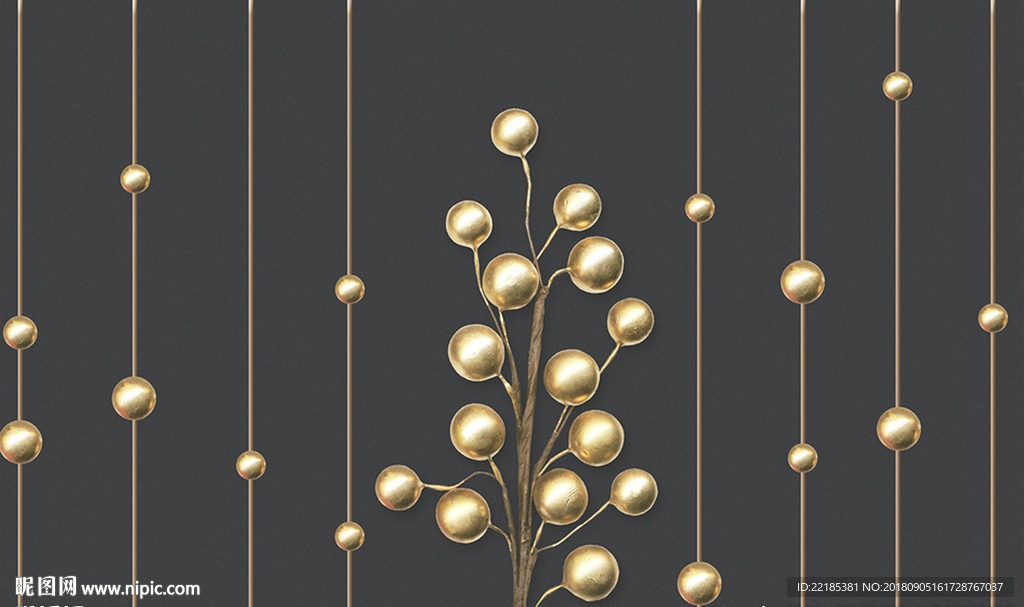 立体金属创意树枝圆球背景墙
