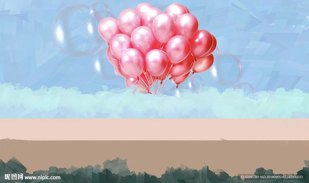 现代手绘风景背景墙