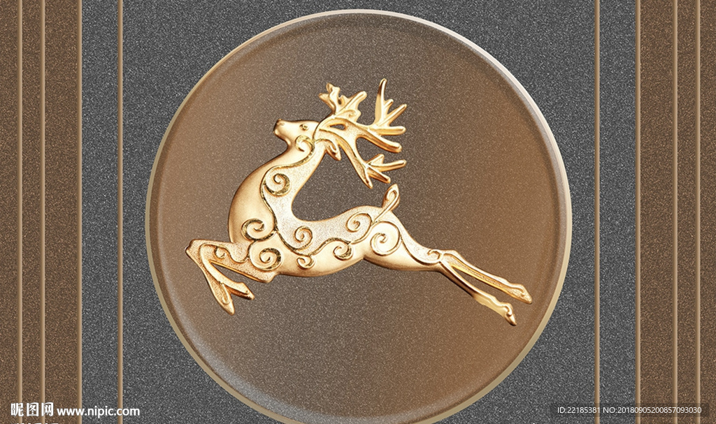 简约梅花鹿金属铁艺背景墙