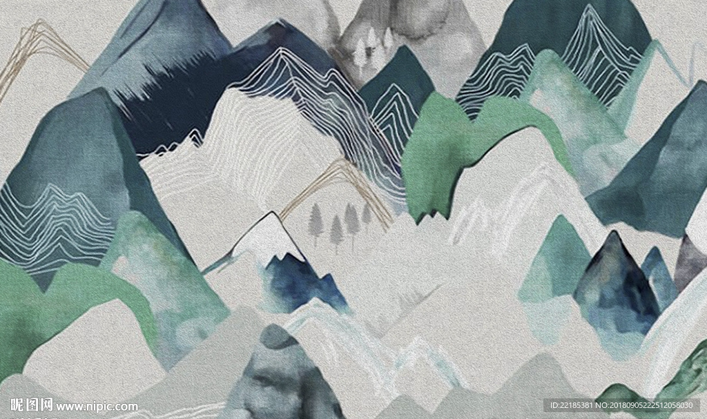 现代简约风景山峰背景墙