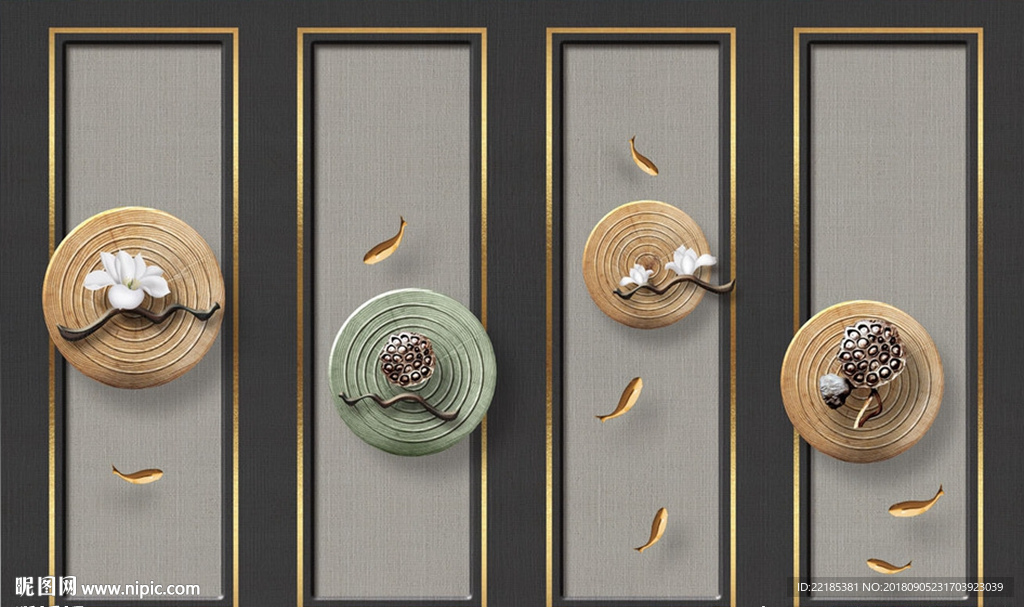 立体年轮树枝花背景墙