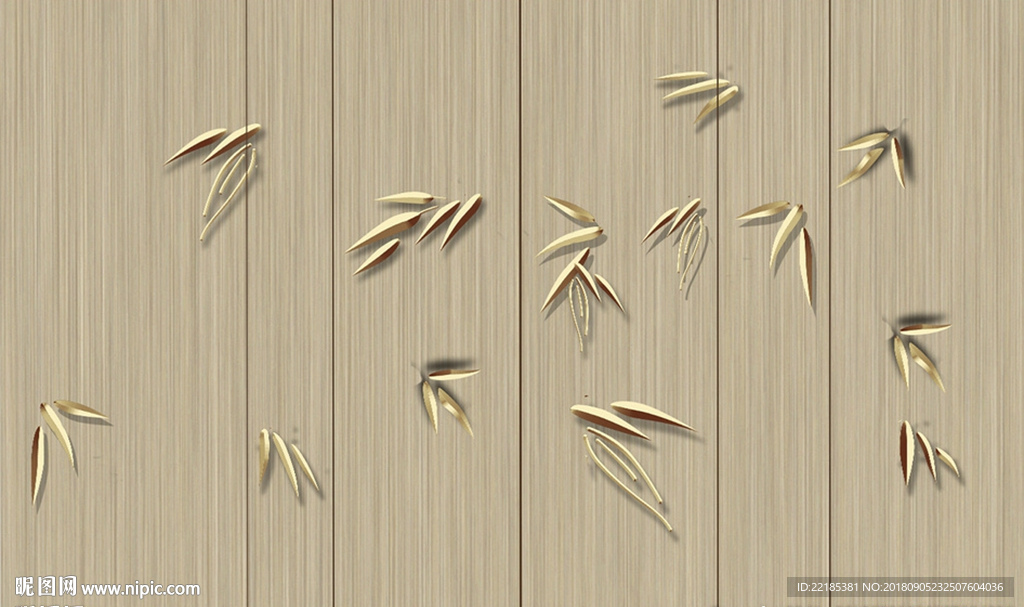 新中式禅意金属竹叶背景墙