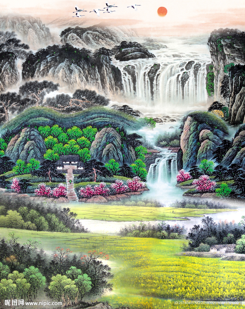 玄关山水国画