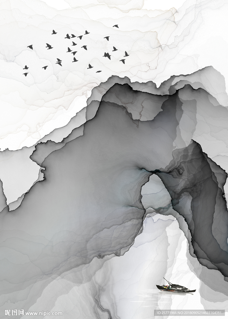 高清分层山水装饰画