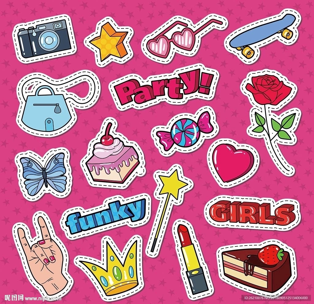 时尚女孩DIY贴图插画素材