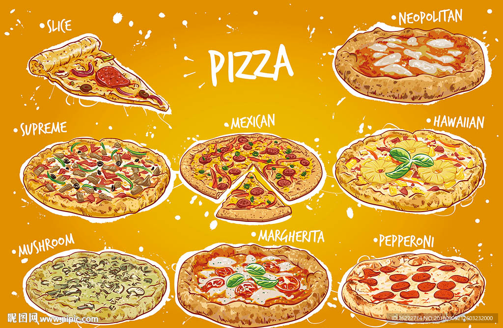 披萨矢量插画海报设计