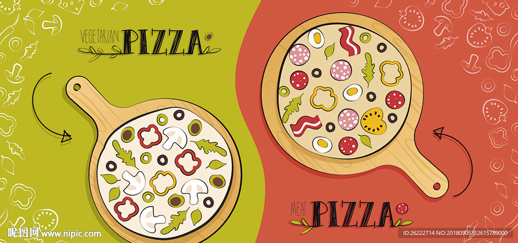 披萨矢量插画海报设计