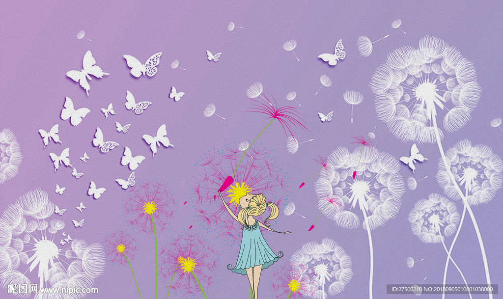 蒲公英简约背景墙