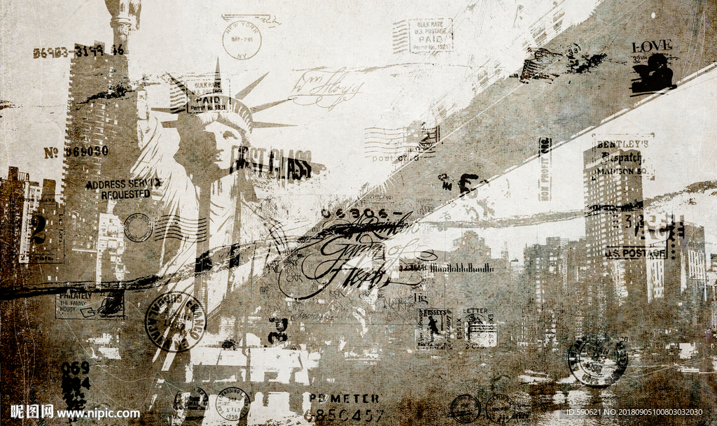 自由女神背景墙