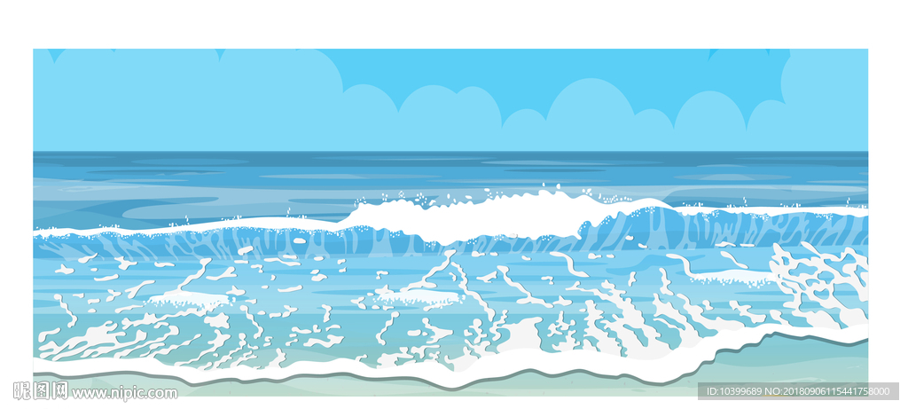 创意夏季大海沙滩风景矢量素材