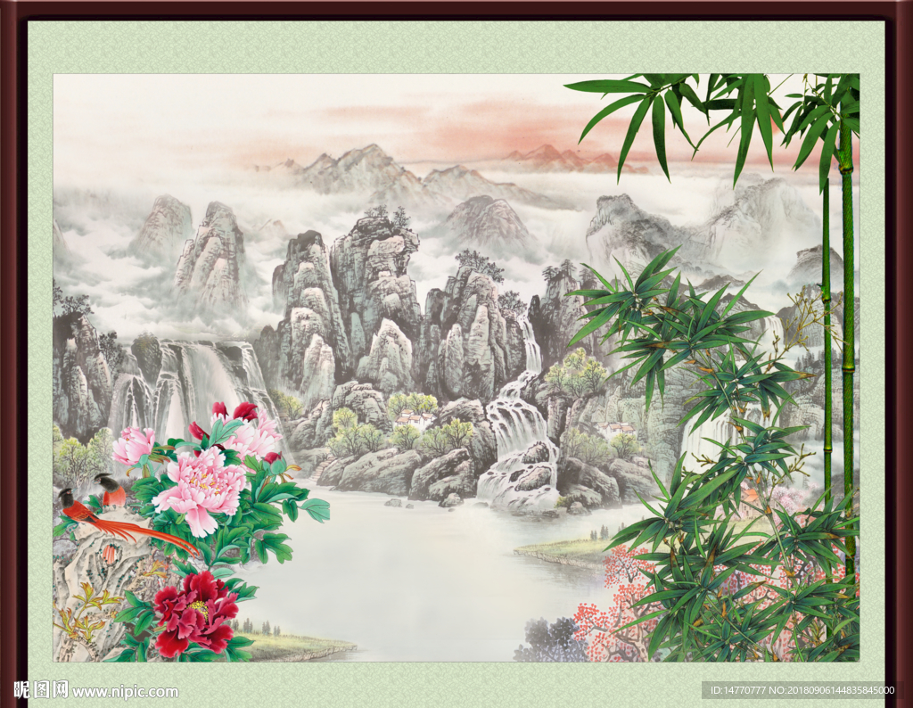 国画山水 竹子