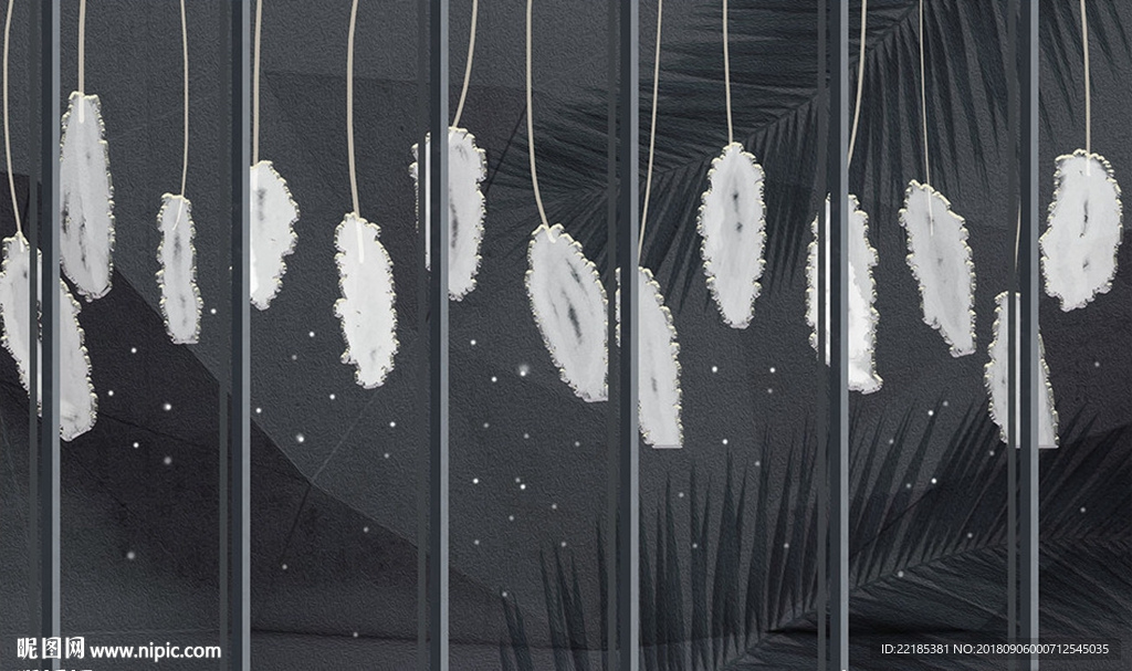 简约大气抽象羽毛背景墙