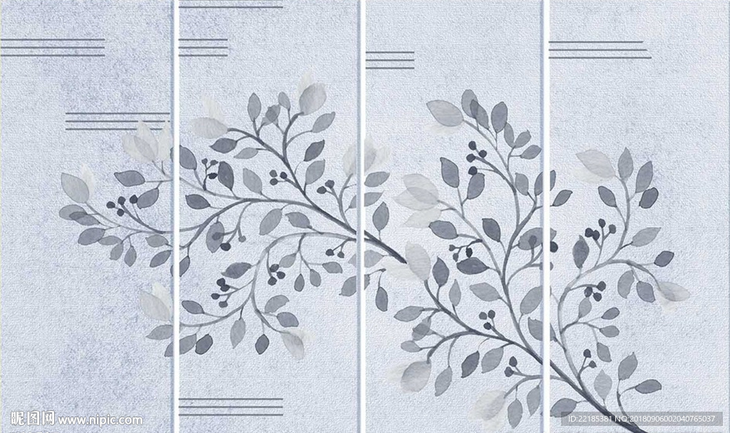 现代简约手绘花卉背景墙