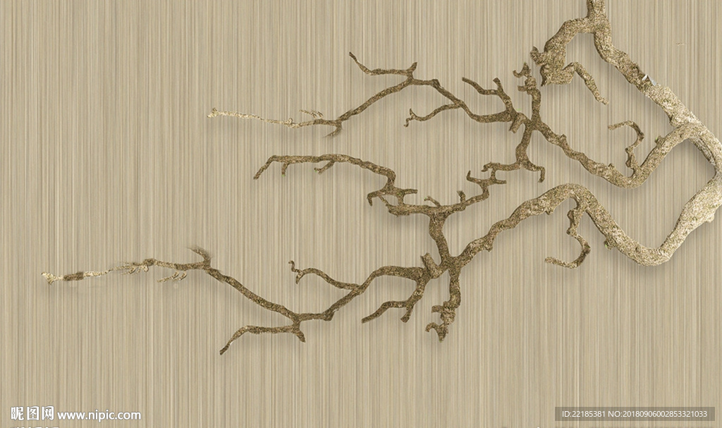 现代简约立体树枝枝干背景墙