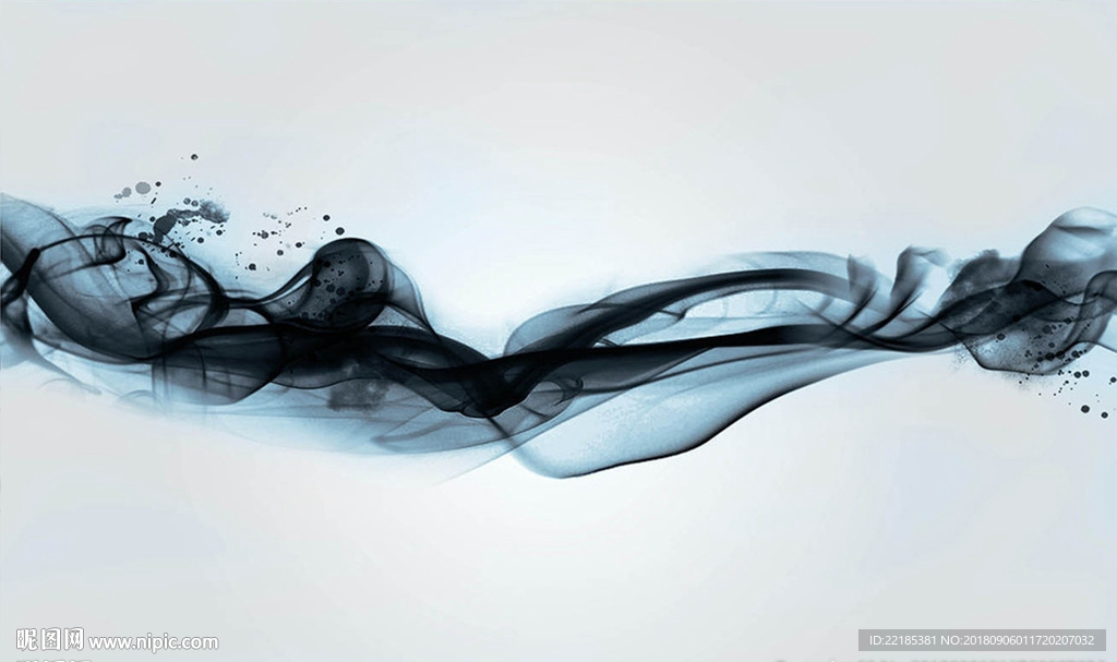 简约蓝色抽象水墨背景墙