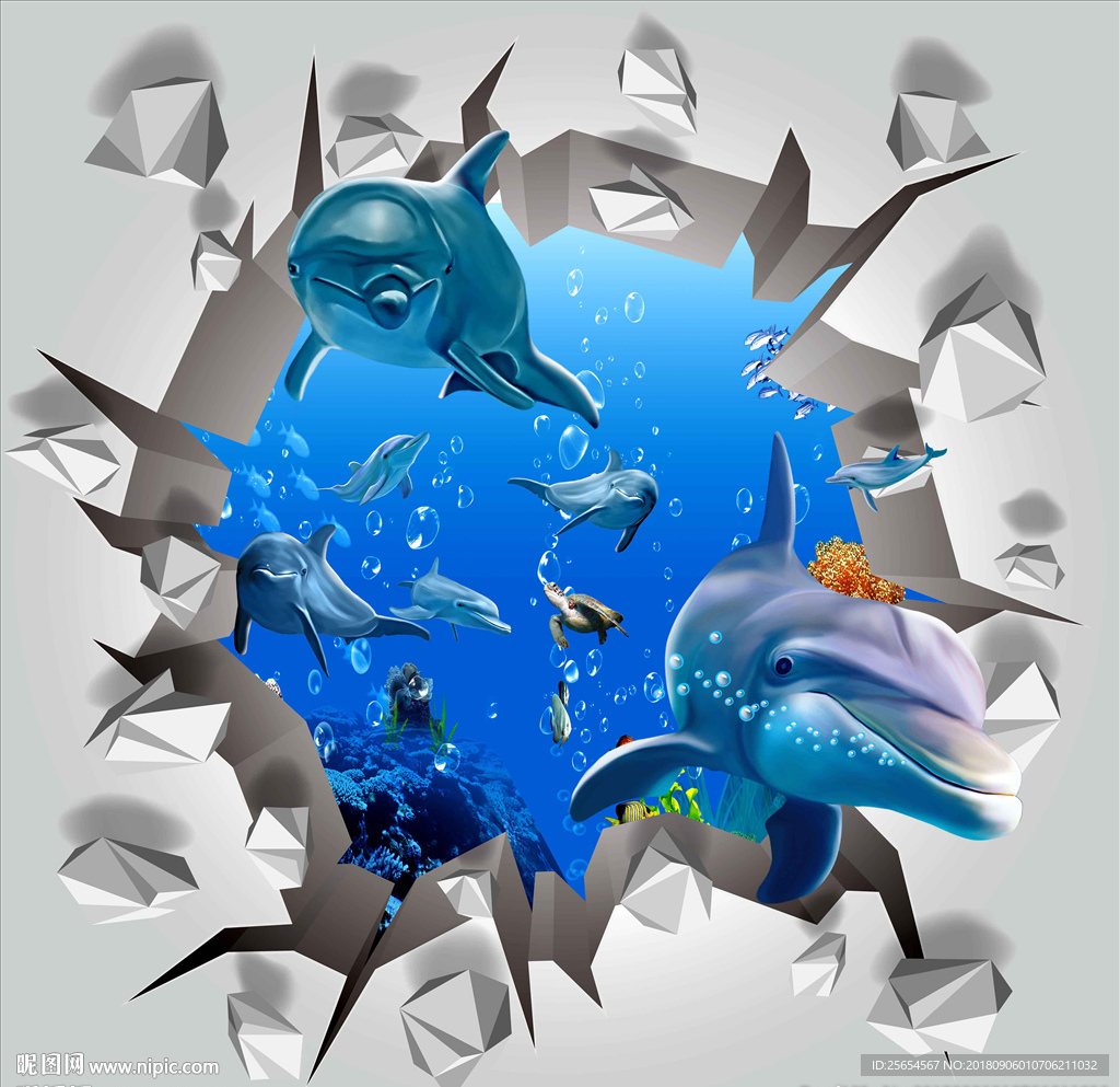 3D海底世界天顶壁画