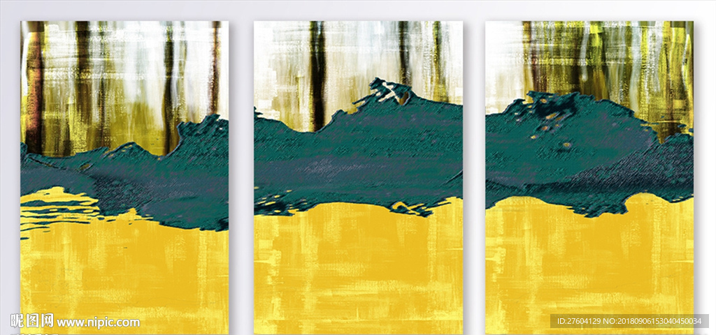 现代抽象黄色大色块装饰画