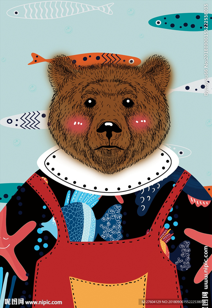 卡通创意动物熊装饰画