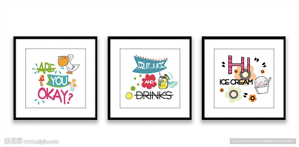 可爱卡通英文字母装饰画