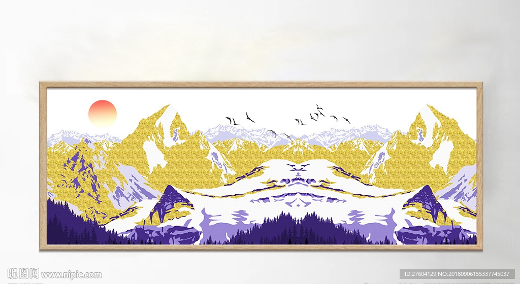 抽象意境山水金箔画装饰画