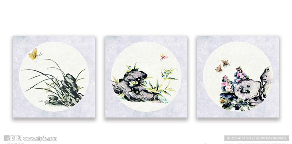 中式工笔植物花卉装饰画