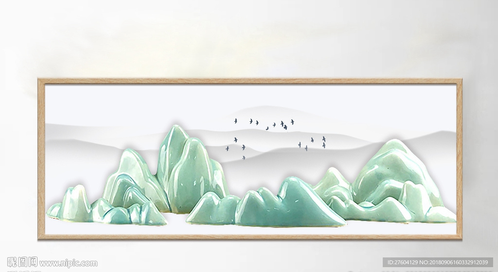 中国风唯美简约玉雕假山装饰画