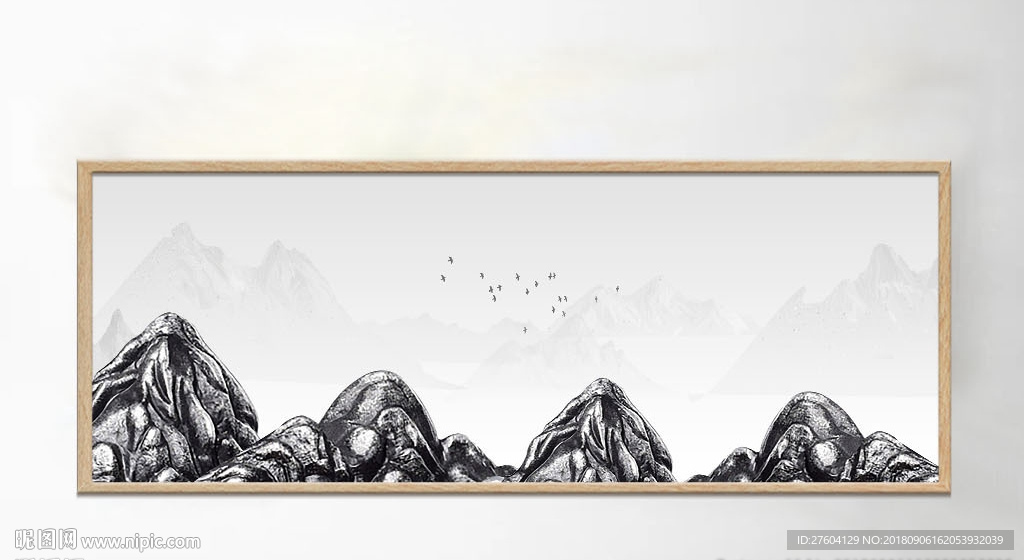 中式山水浮雕装饰画